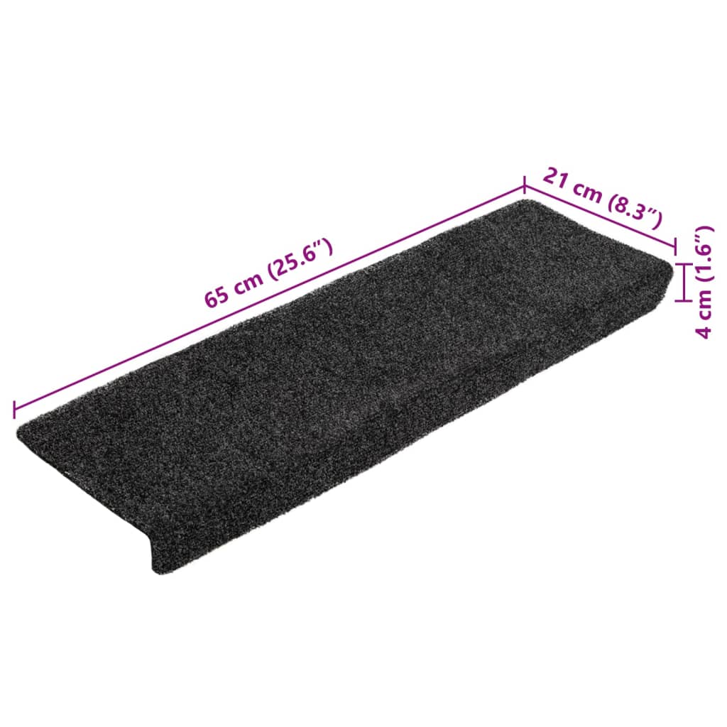 Selvklebende trappematter 10 stk grå 65x21x4 cm nålestempel