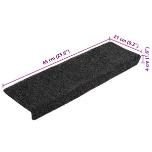 Selvklebende trappematter 10 stk grå 65x21x4 cm nålestempel