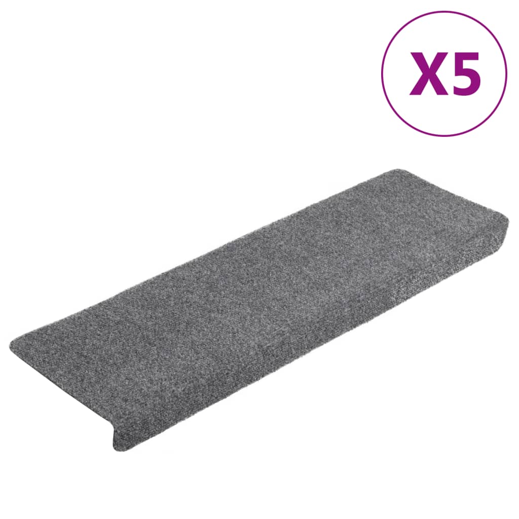 Selvklebende trappematter 5 stk lysegrå 65x21x4 cm nålestempel