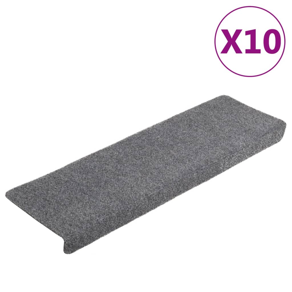 Selvklebende trappematter 10 stk lysegrå 65x21x4 cm nålestempel