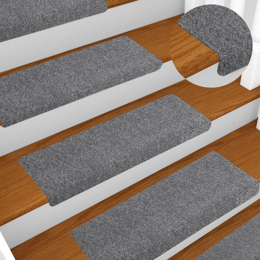 Selvklebende trappematter 10 stk lysegrå 65x21x4 cm nålestempel