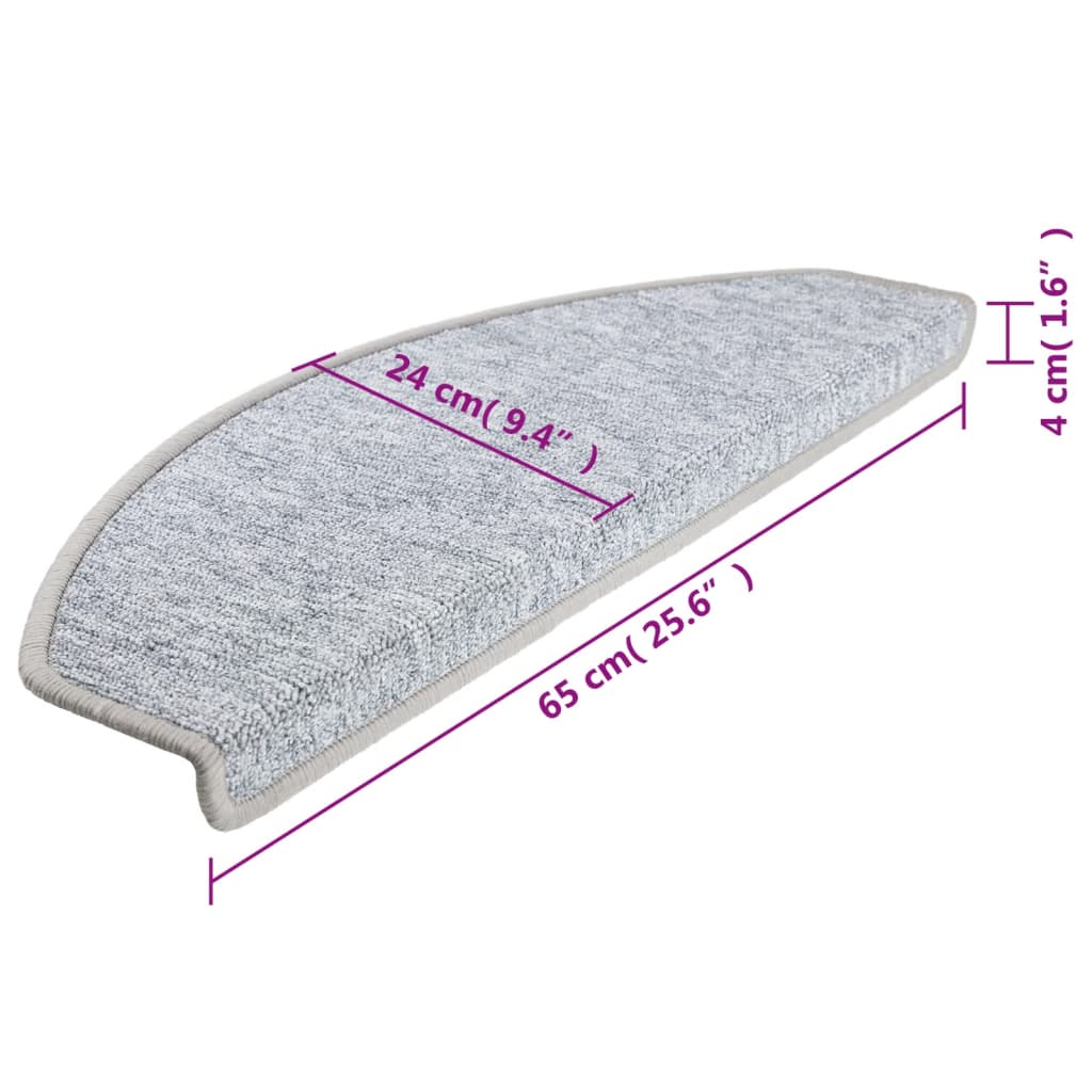 Stair mats 10 pcs 65x24x4 cm light grey