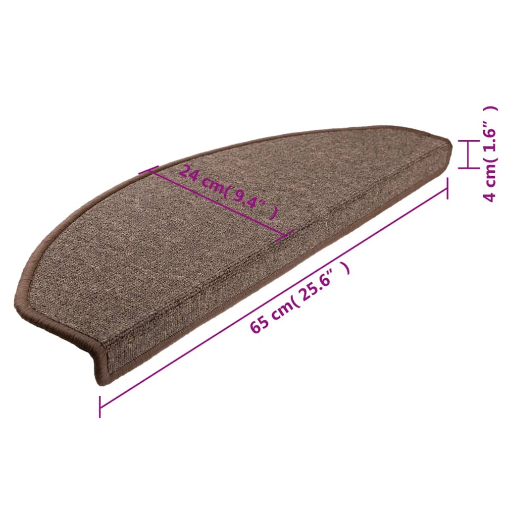 Stair mats 10 pcs 65x24x4 cm coffee brown