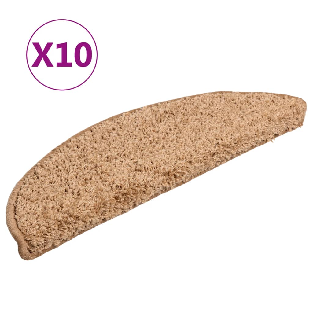 Stair mats 10 pcs 56x17x3 cm beige