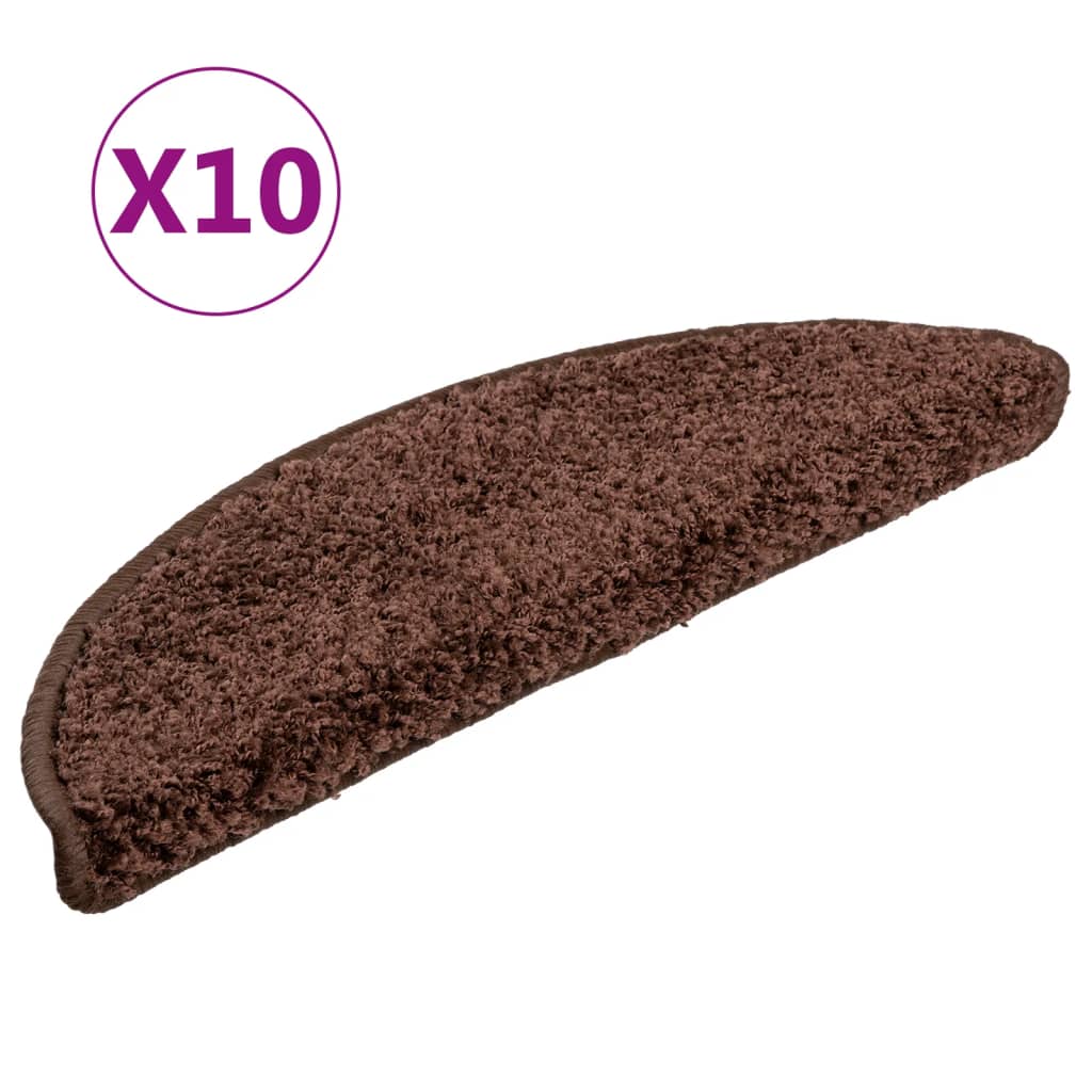 Stair mats 10 pcs 56x17x3 cm brown