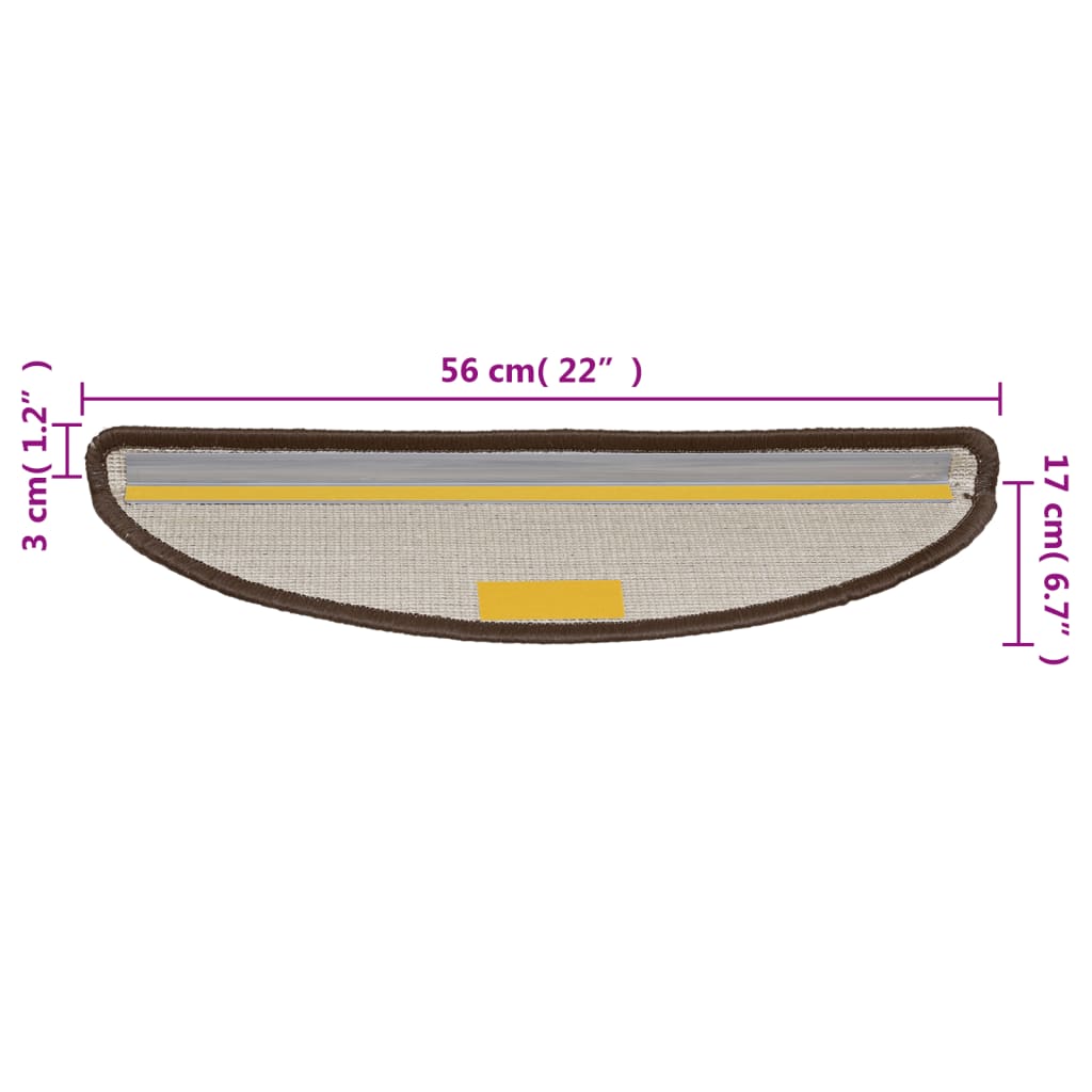 Stair mats 10 pcs 56x17x3 cm brown