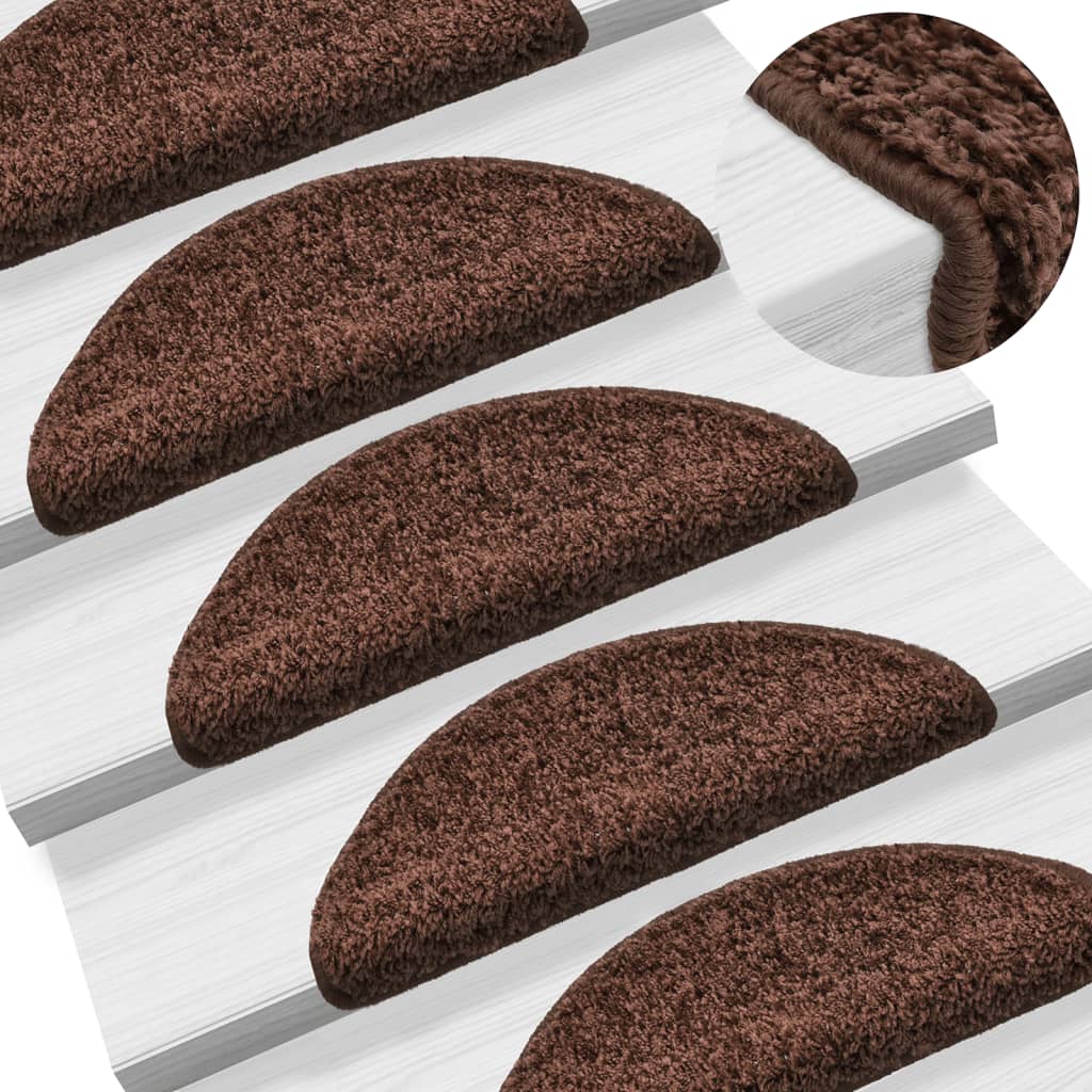 Stair mats 10 pcs 56x17x3 cm brown