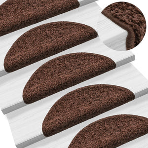 Stair mats 10 pcs 56x17x3 cm brown