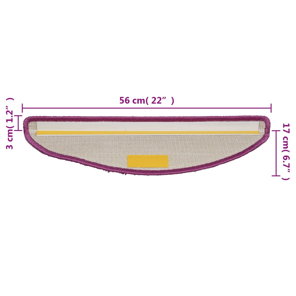 Stair mats 10 pcs 56x17x3 cm purple