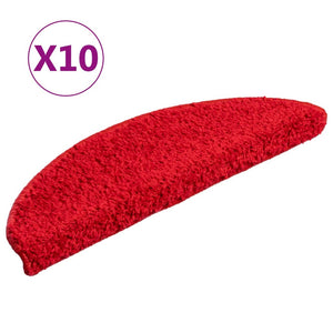 Stair mats 10 pcs 56x17x3 cm red