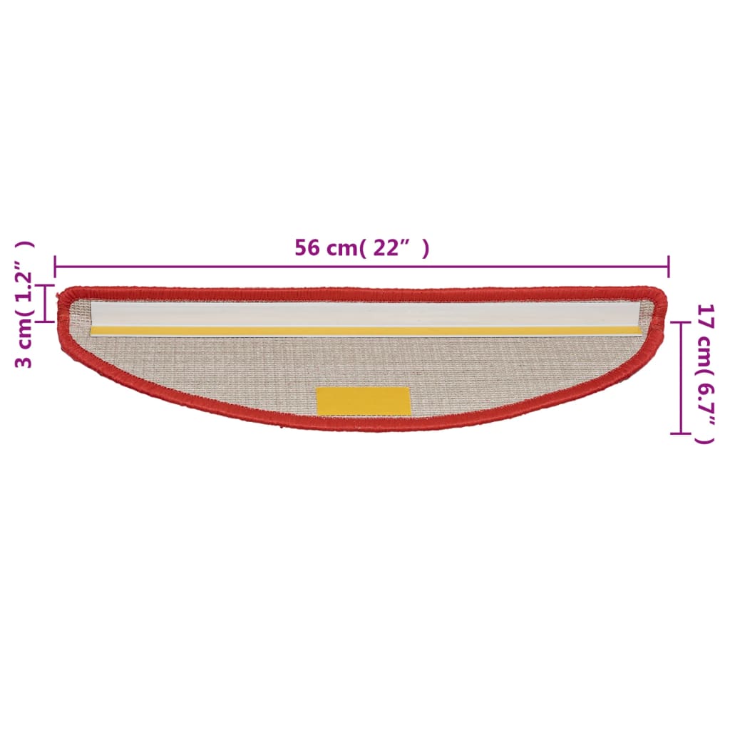 Stair mats 10 pcs 56x17x3 cm red