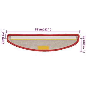 Stair mats 10 pcs 56x17x3 cm red