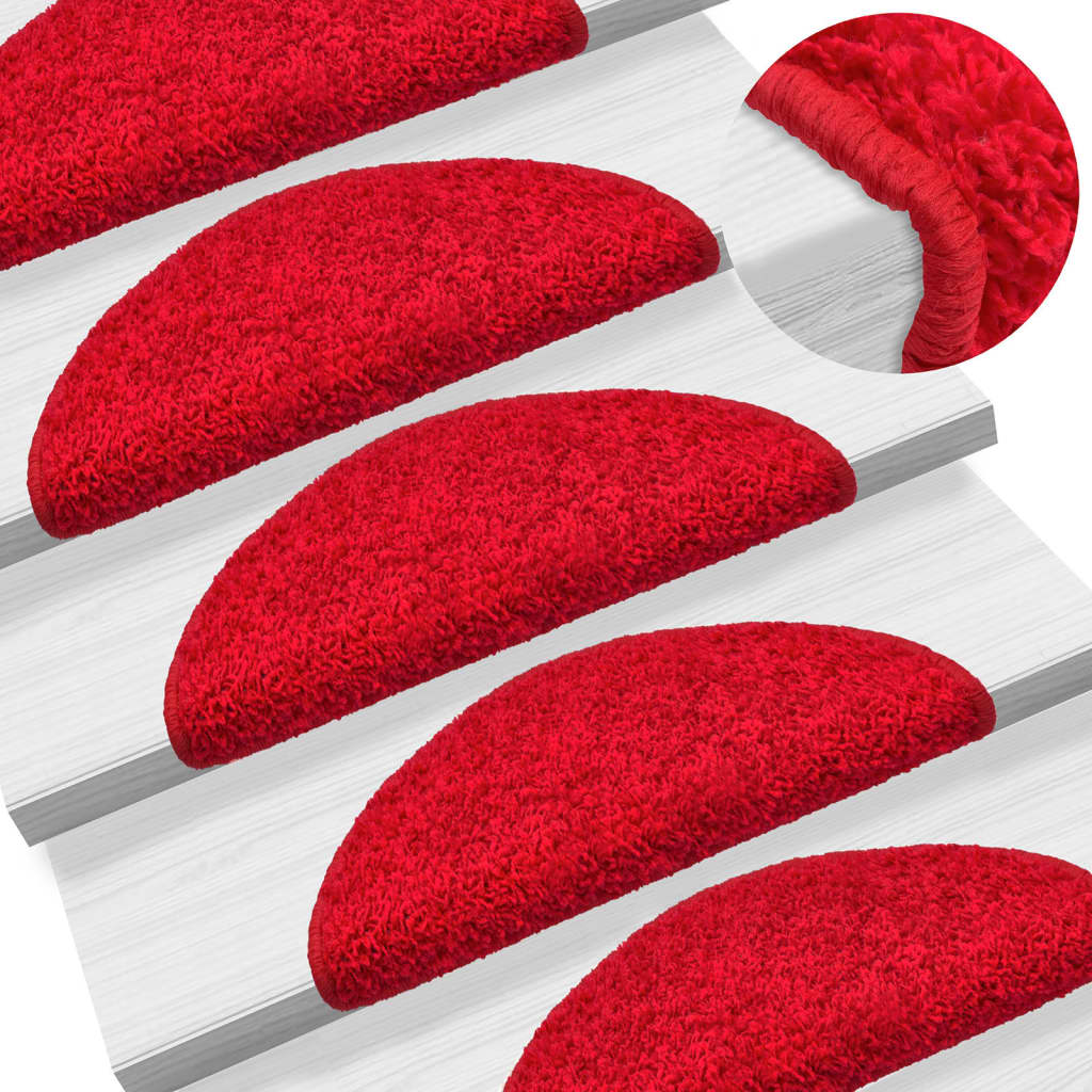 Stair mats 10 pcs 56x17x3 cm red