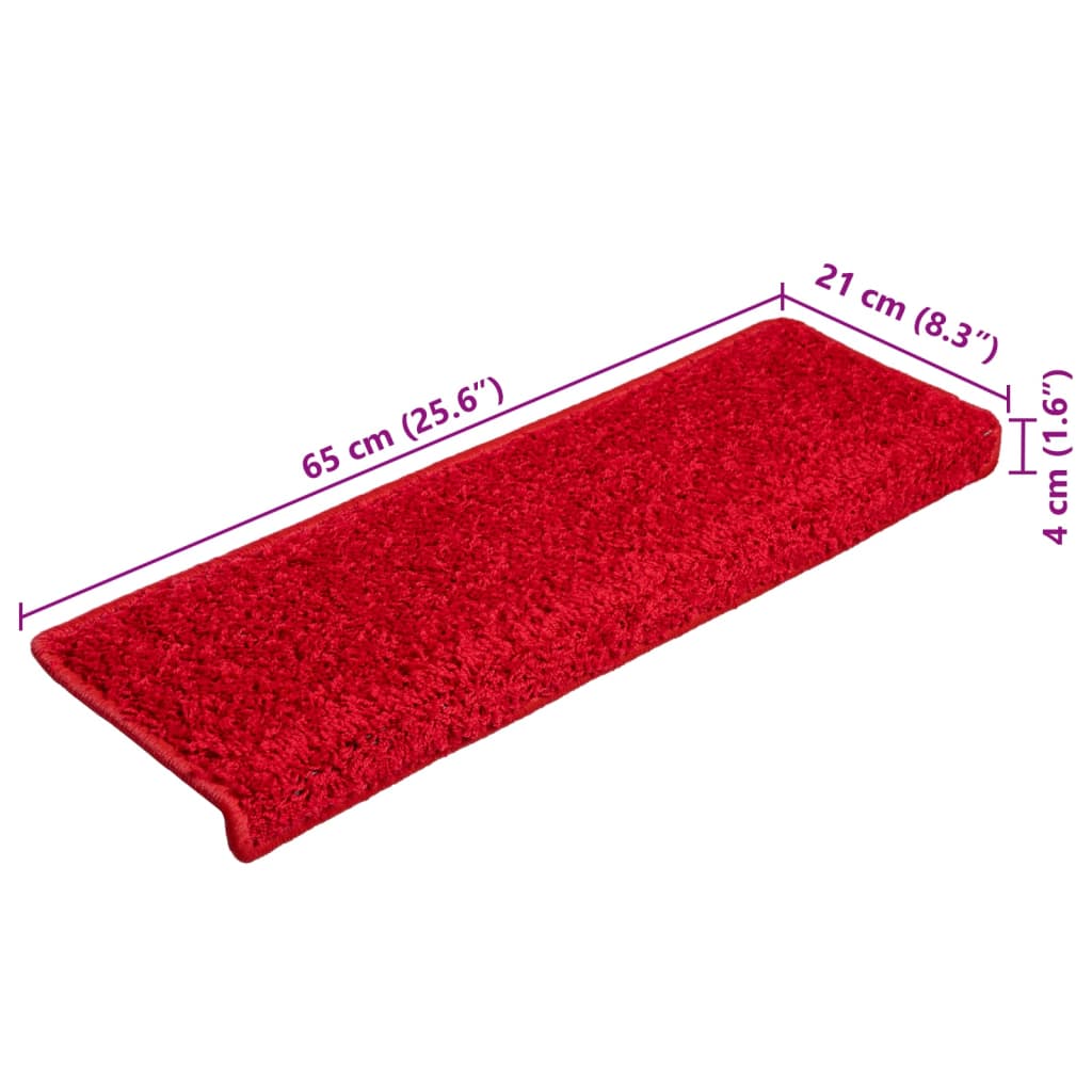 Stair mats 10 pcs 65x21x4 cm red