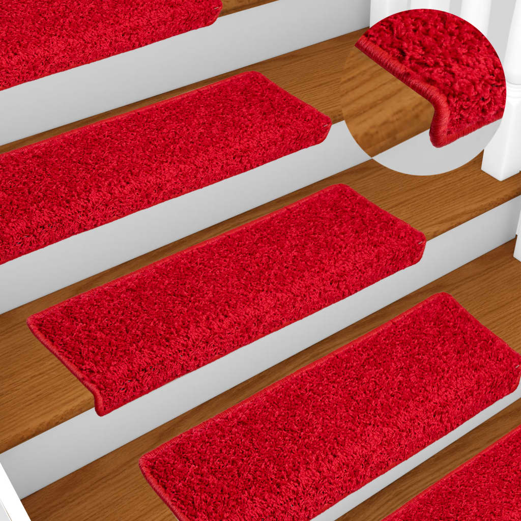 Stair mats 10 pcs 65x21x4 cm red
