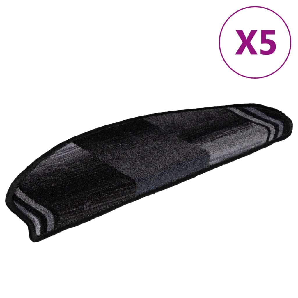Selvklebende trappematter 5 stk 65x21x4 cm svart og grå