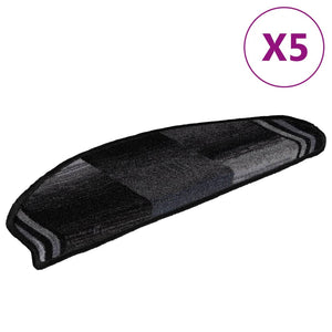 Selvklebende trappematter 5 stk 65x21x4 cm svart og grå