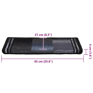 Selvklebende trappematter 5 stk 65x21x4 cm svart og grå