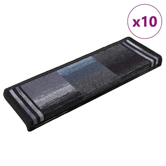 Selvklebende trappematter 10 stk 65x21x4 cm svart og grå