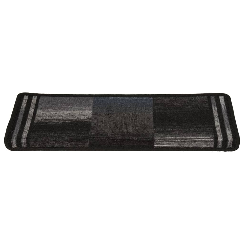 Selvklebende trappematter 10 stk 65x21x4 cm svart og grå