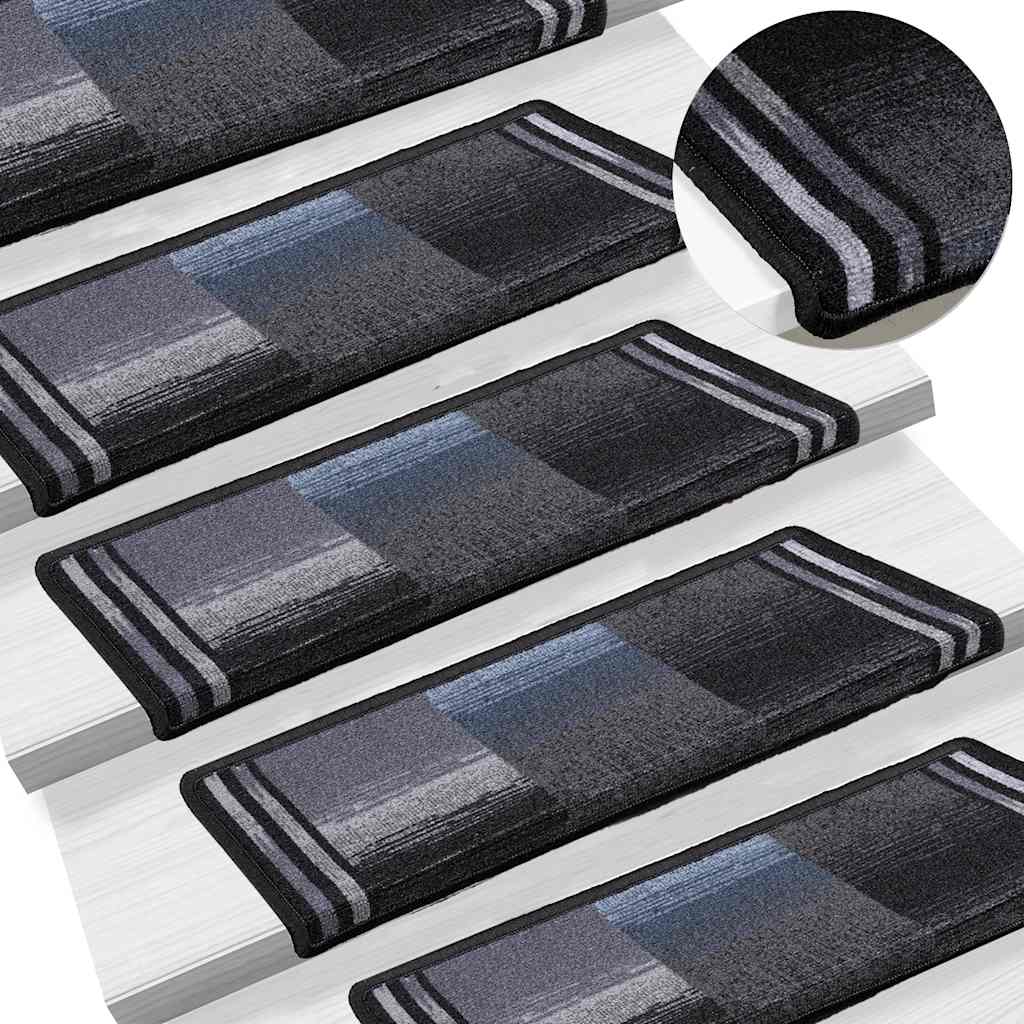 Selvklebende trappematter 10 stk 65x21x4 cm svart og grå