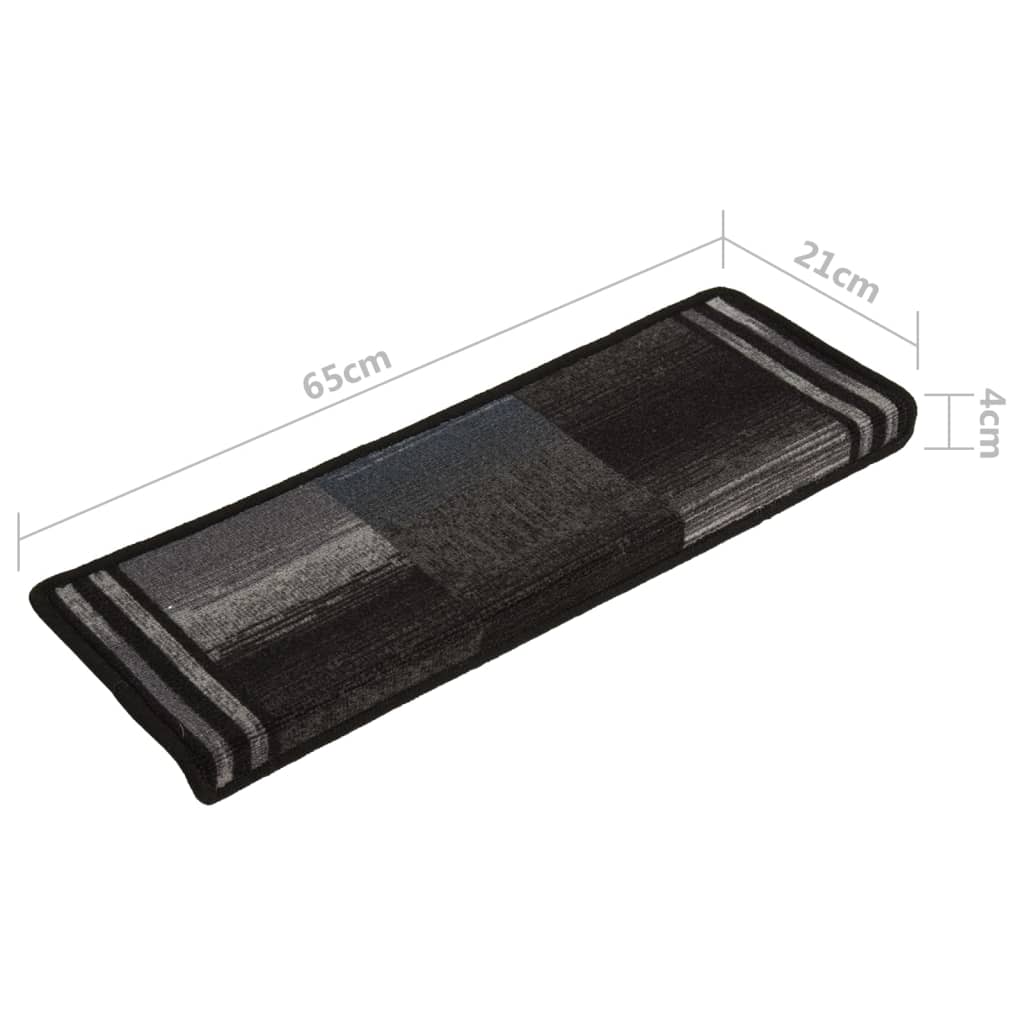 Selvklebende trappematter 10 stk 65x21x4 cm svart og grå