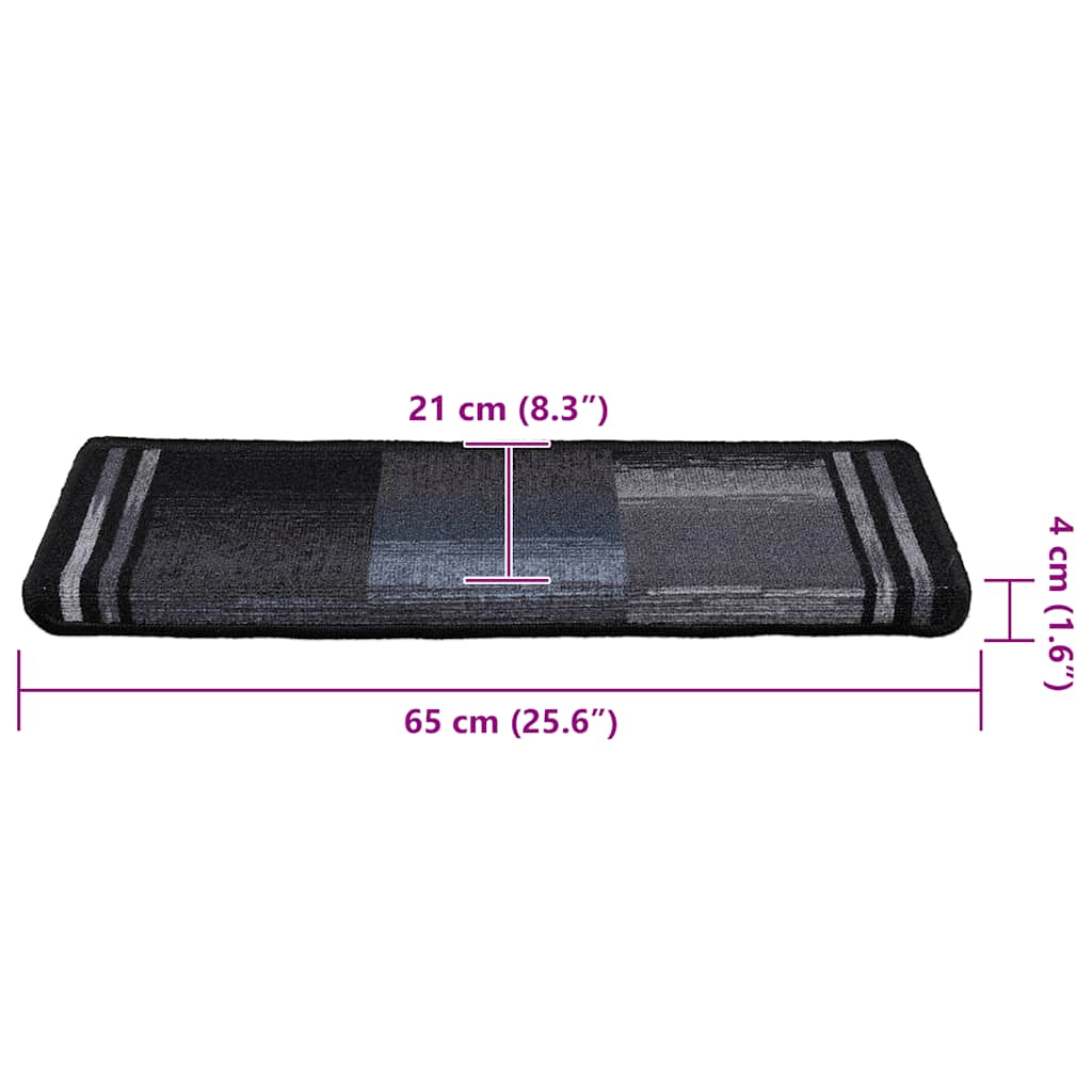 Selvklebende trappematter 10 stk 65x21x4 cm svart og grå