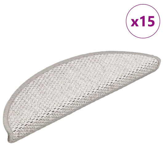 Selvklebende trappematter sisal 15 stk 56x17x3 cm platina