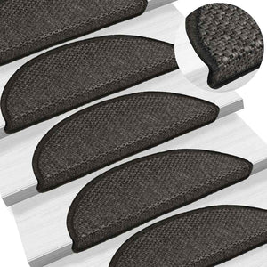 Selvklebende trappematter sisal 15 stk 56x17x3 cm antrasitt