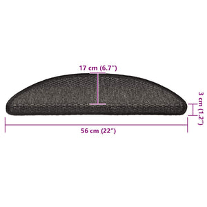 Selvklebende trappematter sisal 15 stk 56x17x3 cm antrasitt