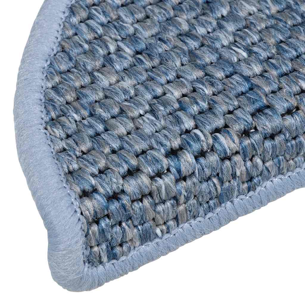 Selvklebende trappematter sisal-utseende 15 stk 56x17x3 cm blå