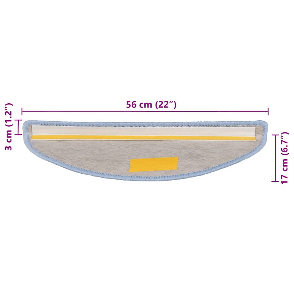 Selvklebende trappematter sisal-utseende 15 stk 56x17x3 cm blå