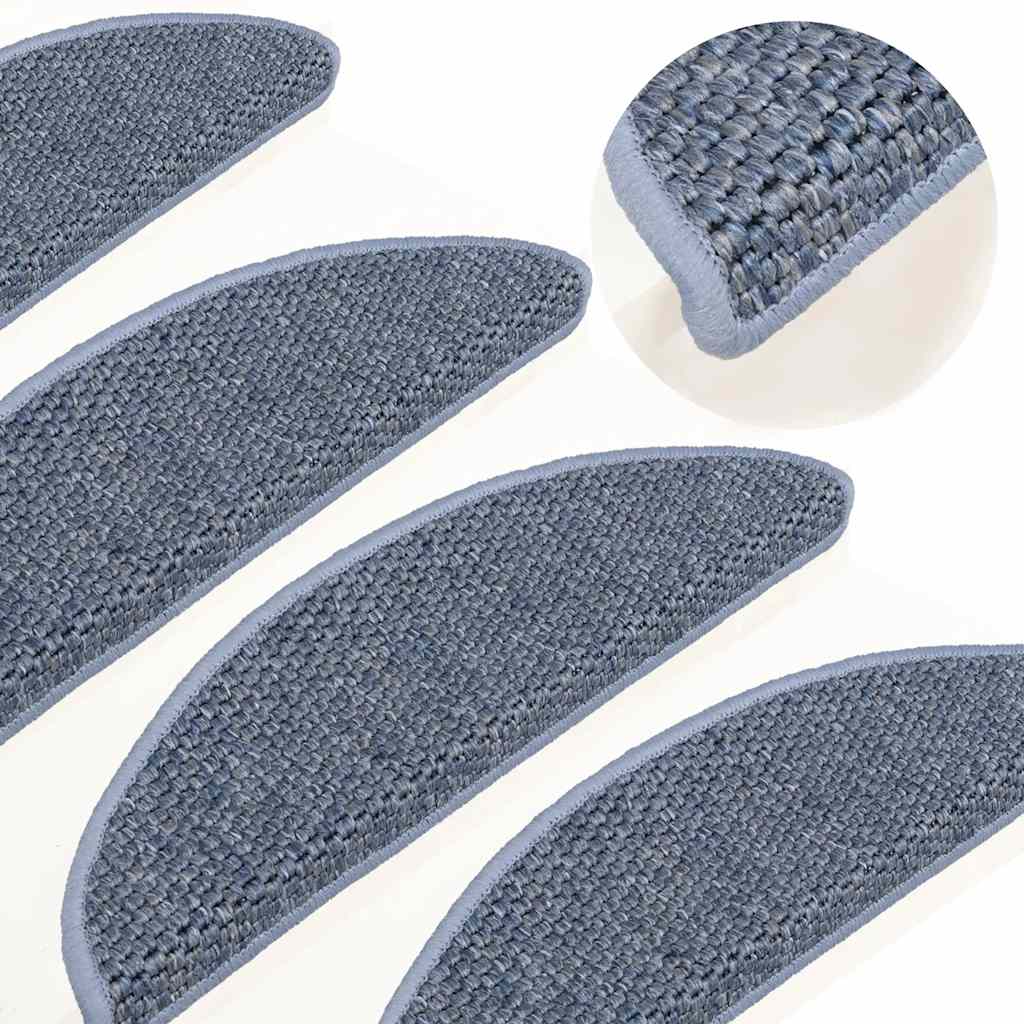Selvklebende trappematter sisal-utseende 15 stk 56x17x3 cm blå