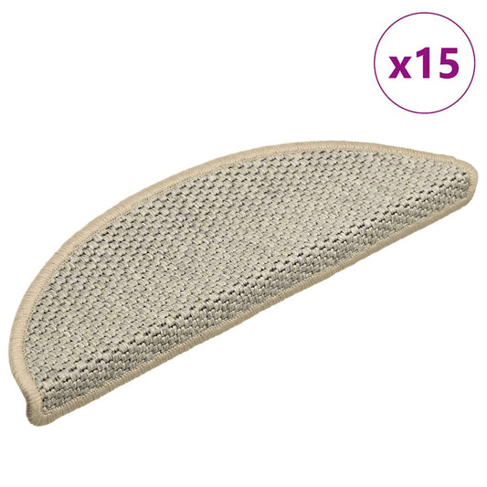 Selvklebende trappematter sisal 15 stk 56x17x3 cm lysegrønn