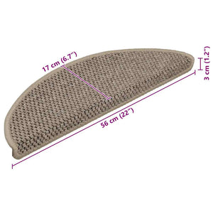 Selvklebende trappematter sisal 15 stk 56x17x3 cm mørk beige