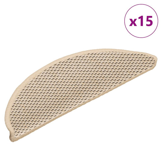 Selvklebende trappematter sisal-utseende 15stk 56x17x3 berber