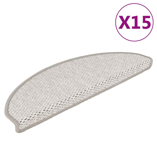 Selvklebende trappematter sisal 15 stk 65x21x4 cm platina