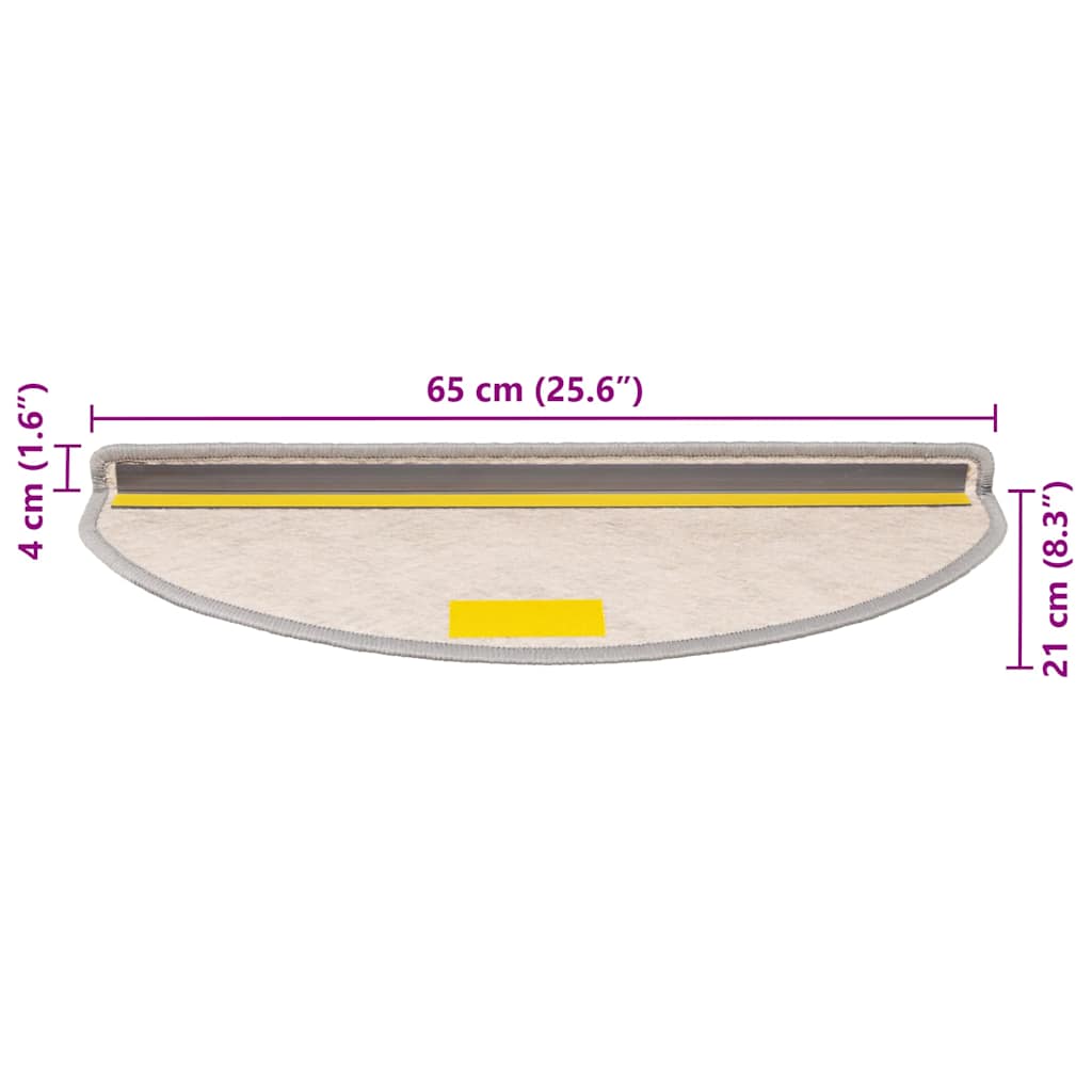 Selvklebende trappematter sisal 15 stk 65x21x4 cm platina
