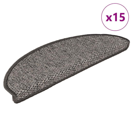 Selvklebende trappematter sisal 15 stk 65x21x4 cm brun beige