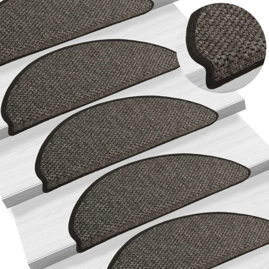Selvklebende trappematter sisal 15 stk 65x21x4 cm antrasitt