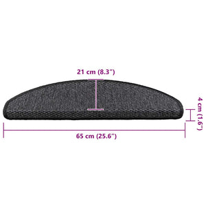 Selvklebende trappematter sisal 15 stk 65x21x4 cm antrasitt