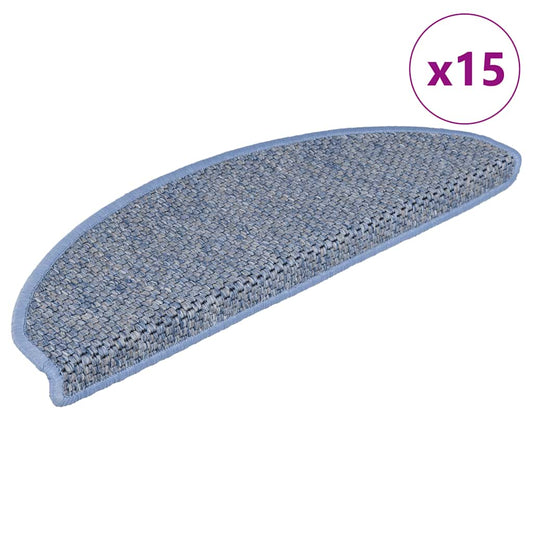 Selvklebende trappematter sisal-utseende 15 stk 65x21x4 cm blå