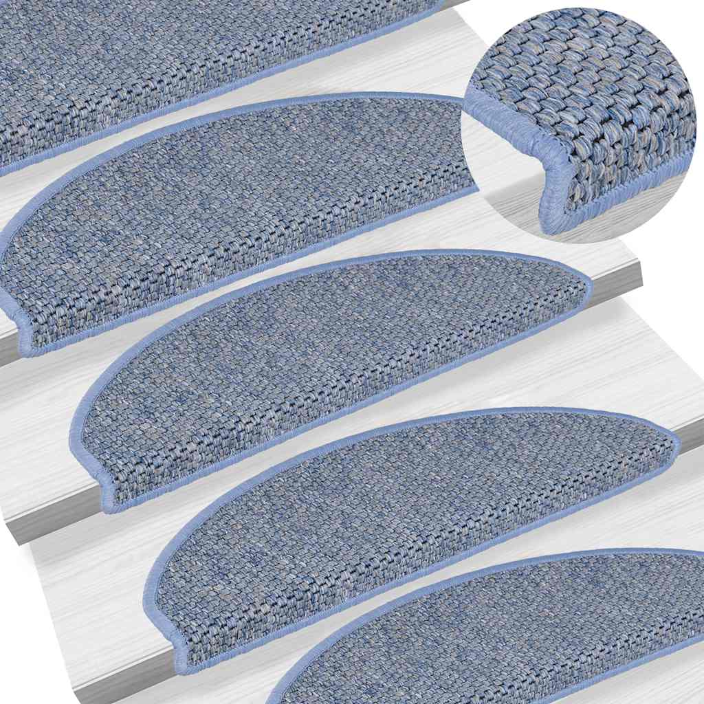 Selvklebende trappematter sisal-utseende 15 stk 65x21x4 cm blå