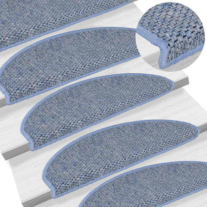 Selvklebende trappematter sisal-utseende 15 stk 65x21x4 cm blå