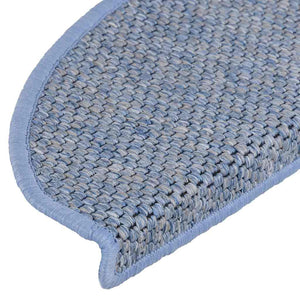 Selvklebende trappematter sisal-utseende 15 stk 65x21x4 cm blå