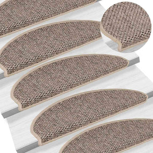 Selvklebende trappematter sisal 15 stk 65x21x4 cm mørk beige