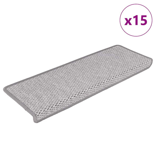 Selvklebende trappematter sisal 15 stk 65x21x4 cm platina