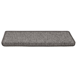 Selvklebende trappematter sisal 15 stk 65x21x4 cm grå og beige