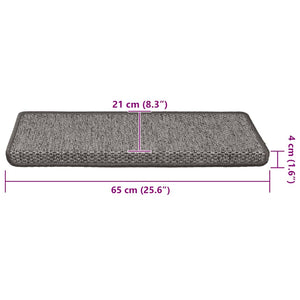 Selvklebende trappematter sisal 15 stk 65x21x4 cm grå og beige