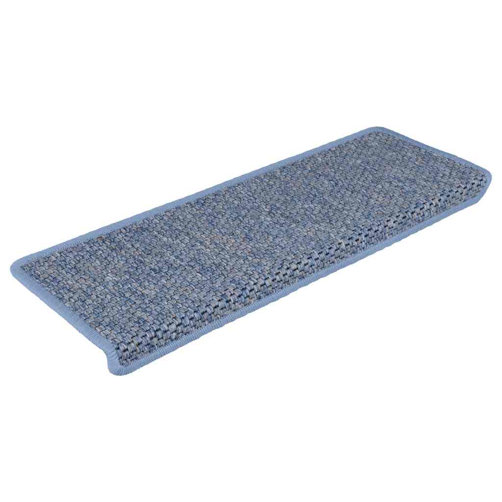 Selvklebende trappematter sisal-utseende 15 stk 65x21x4 cm blå